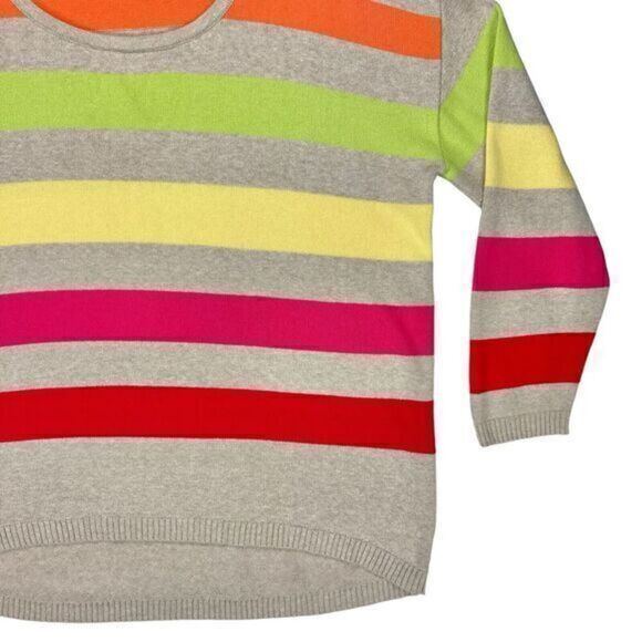 Liz Claiborne Sweater Womens XL Beige Colorful Striped Street Style Knit Jumper - Picture 5 of 16